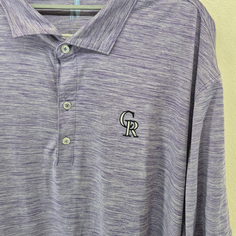 Johnnie-O Polo Shirt Mens XXL Featherweight Performance MLB Rockies Purple - Picture 7 of 10